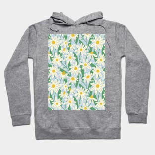 Wild daisy flower pattern in pale blue Hoodie